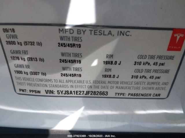 5YJSA1E27JF282663 Tesla Model S 75d/100d/p100d