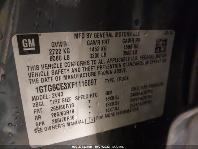 1GTG6CE3XF1116097 GMC CANYON SLT