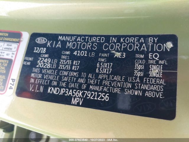 KNDJP3A56K7921256 KIA SOUL +