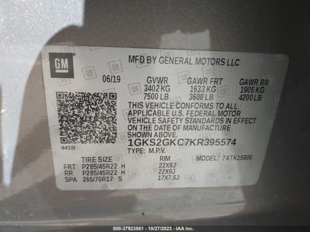 1GKS2GKC7KR395574 GMC Yukon Xl Slt