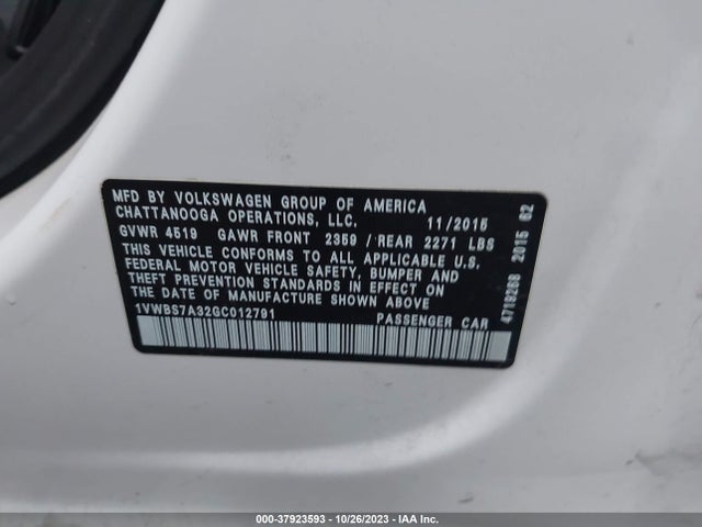 1VWBS7A32GC012791 Volkswagen Passat 1.8t Se