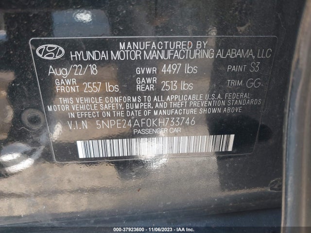 Hyundai SONATA SE 2019 5NPE24AF0KH733746 Image 9