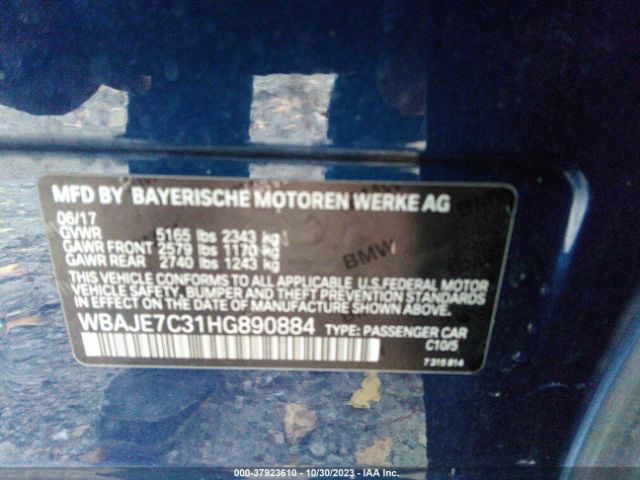 2017 BMW 540I WBAJE7C31HG890884 Photo 8