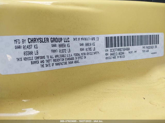 2013 FIAT 500 3C3CFFAR8DT664880 Photo 8