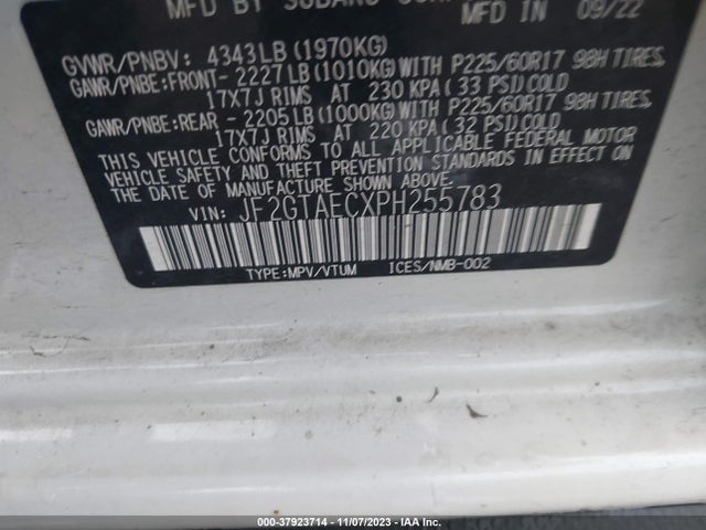 2023 SUBARU CROSSTREK PREMIUM VIN: JF2GTAECXPH255783