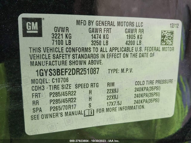 2013 CADILLAC ESCALADE 1GYS3BEF2DR251087 Photo 8
