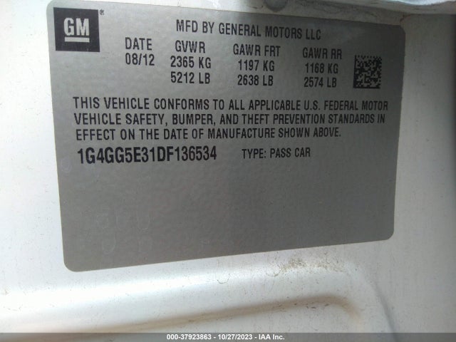 2013 BUICK LACROSSE PREMIUM 1 GROUP VIN: 1G4GG5E31DF136534