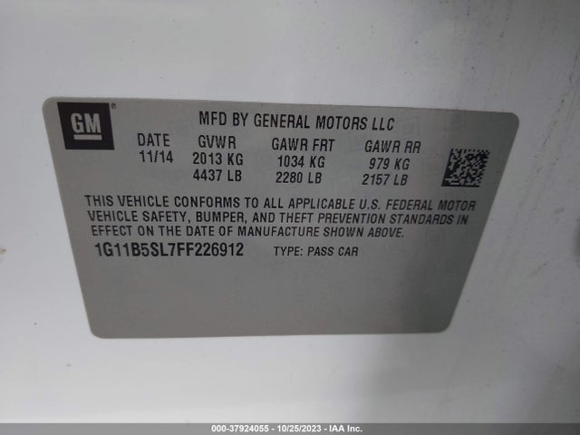 Chevrolet MALIBU LS 2015 1G11B5SL7FF226912 Image 9