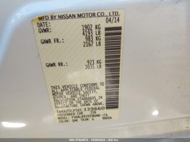 1N4AZ0CP5EC339660 Nissan Leaf S/sv/sl
