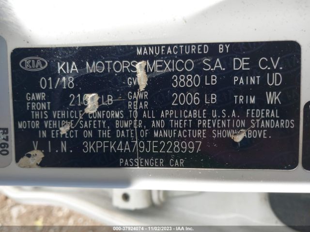 3KPFK4A79JE228997 KIA FORTE LX