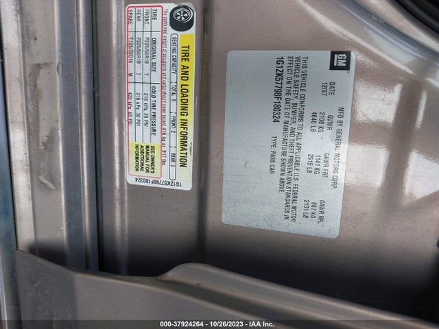 2008 CHEVROLET MALIBU LTZ VIN: 1G1ZK57798F180324