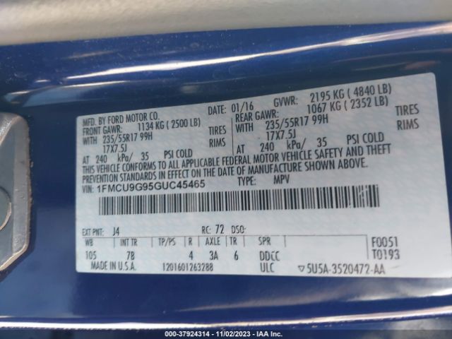 1FMCU9G95GUC45465 Ford ESCAPE SE