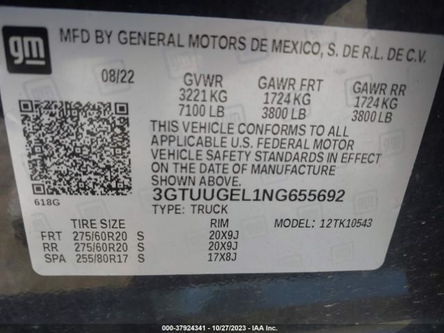 3GTUUGEL1NG655692 GMC Sierra 1500 Denali