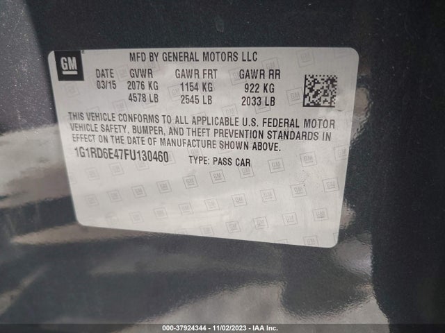 Chevrolet Volt 2015 1G1RD6E47FU130460 Image 9