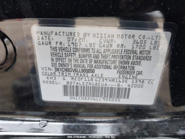 Nissan Versa S Xtronic Cvt 2020 3N1CN8DV6LL905050 Image 9