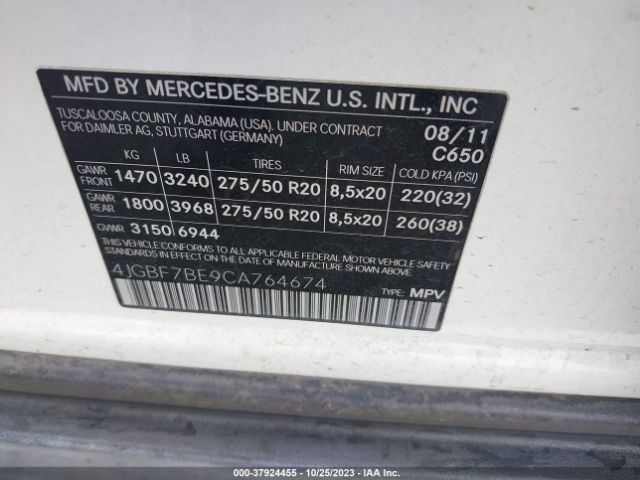 2012 MERCEDES-BENZ GL-CLASS 4JGBF7BE9CA764674 Photo 8