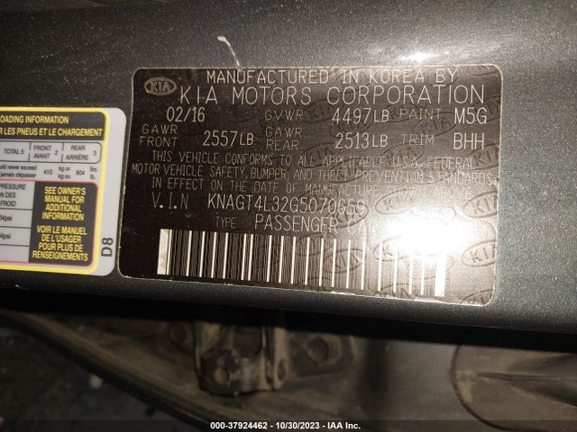 KIA Optima Lx 2016 KNAGT4L32G5070659 Image 9