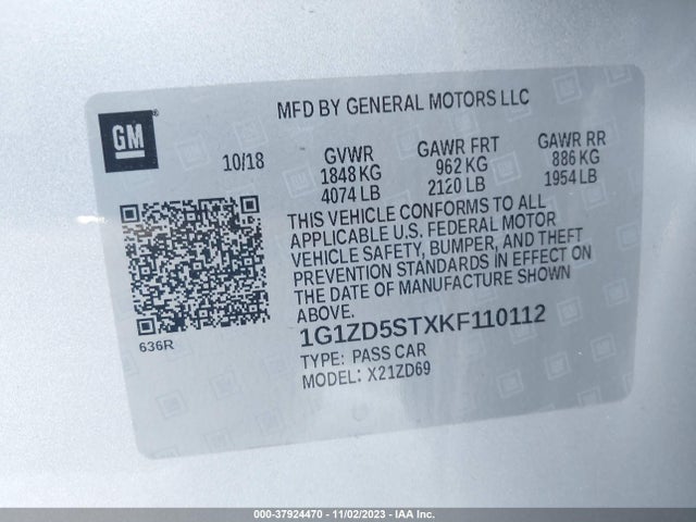 Chevrolet MALIBU LT 2019 1G1ZD5STXKF110112 Image 9