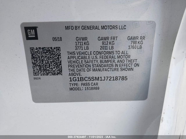 Chevrolet Cruze Ls Auto 2018 1G1BC5SM1J7218785 Image 9