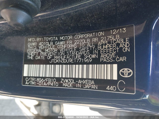 Toyota Prius Two 2014 JTDKN3DU9E1771969 Image 9
