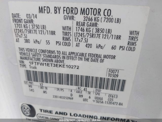 1FTFW1ET3EKE10272 Ford F-150 Xl/xlt/fx4/lariat