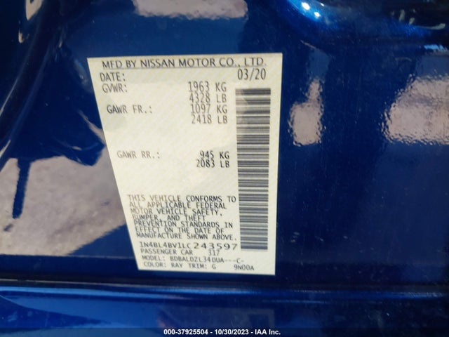 Nissan Altima 2.5 S 2020 1N4BL4BV1LC243597 Image 9