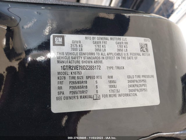 2013 GMC SIERRA 1500 SLE VIN: 1GTR2VE78DZ283172
