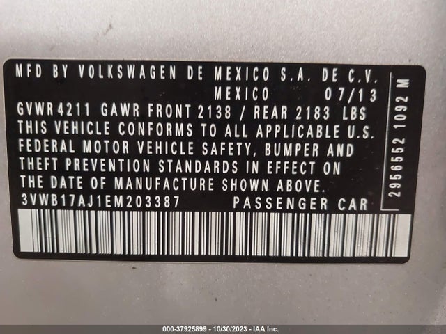 3VWB17AJ1EM203387 Volkswagen Jetta Sedan Se W/connectivity