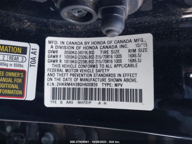 2HKRM4H38GH600859 Honda CR-V LX