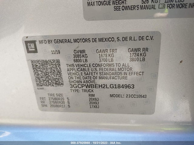 Chevrolet Silverado 1500 Custom 2020 3GCPWBEH2LG184963 Image 9