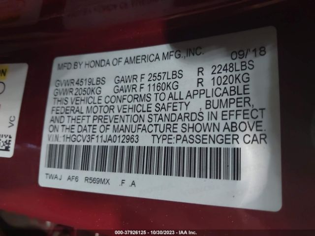 1HGCV3F11JA012963 Honda ACCORD HYBRID