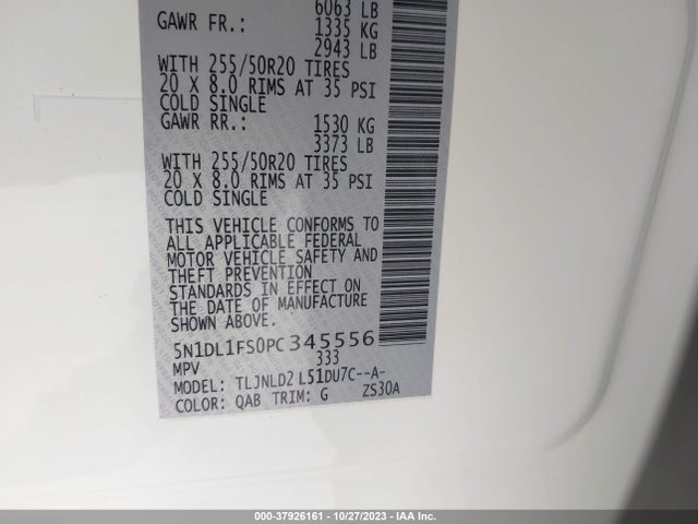 2023 INFINITI QX60 LUXE VIN: 5N1DL1FS0PC345556