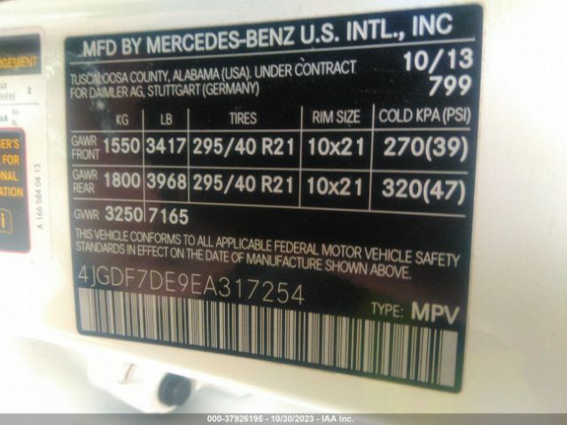 4JGDF7DE9EA317254 Mercedes-Benz Gl 550 4matic