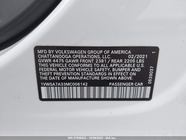 1VWSA7A33MC006142 Volkswagen Passat 2.0t Se