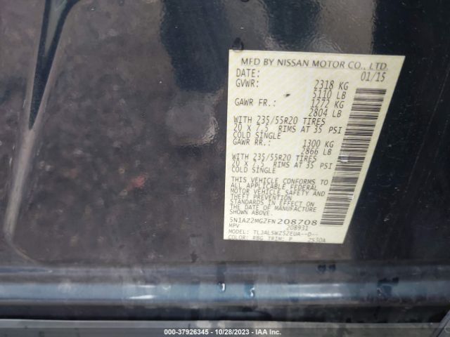 5N1AZ2MG2FN208708 Nissan Murano Platinum