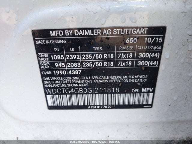 WDCTG4GB0GJ211818 Mercedes-Benz Gla Gla 250