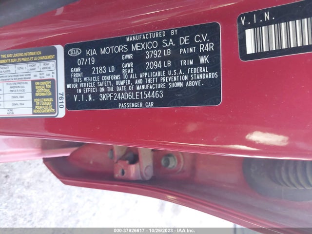 2020 KIA FORTE LXS VIN: 3KPF24AD6LE154463