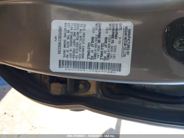 2001 NISSAN PATHFINDER SE VIN: JN8DR09X31W563294