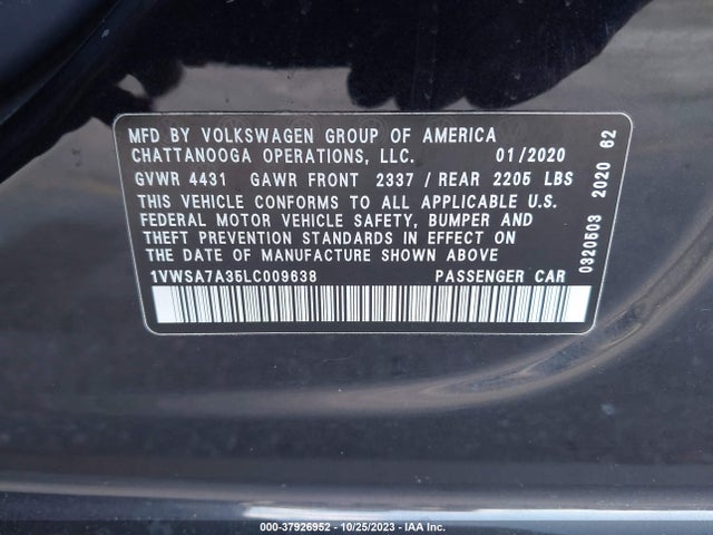 1VWSA7A35LC009638 Volkswagen Passat 2.0t Se