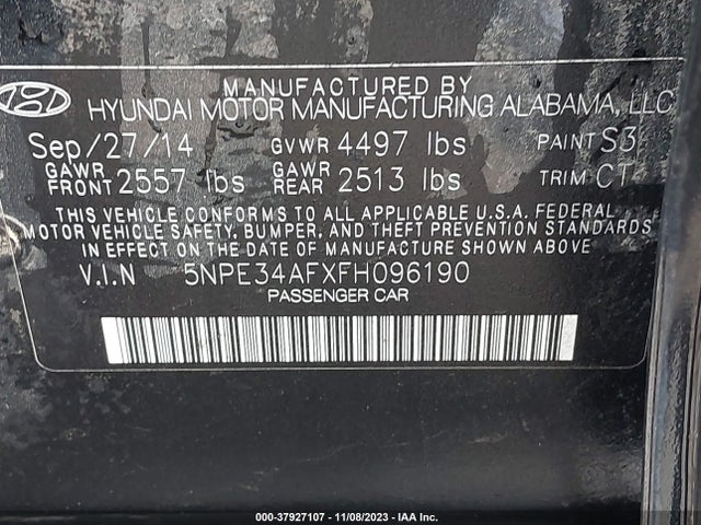 5NPE34AFXFH096190 Hyundai Sonata Sport
