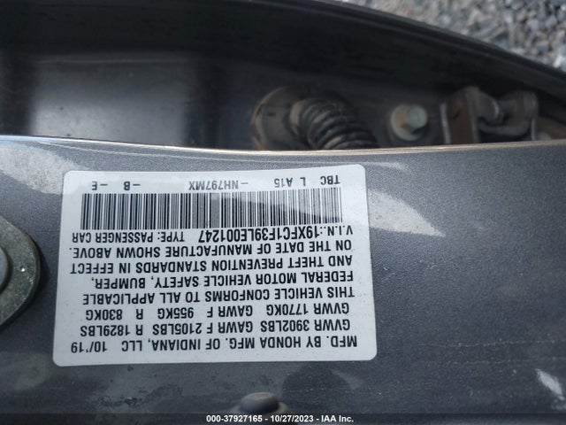 Honda CIVIC EX 2020 19XFC1F39LE001247 Image 9