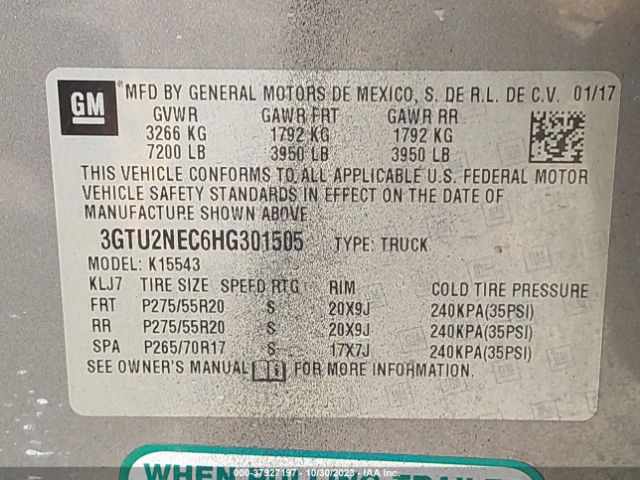 3GTU2NEC6HG301505 GMC Sierra 1500 Slt