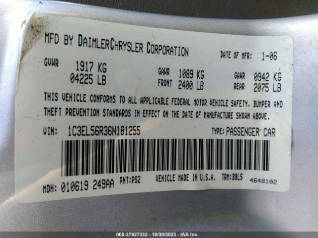2006 CHRYSLER SEBRING SDN 1C3EL56R36N181255 Photo 8