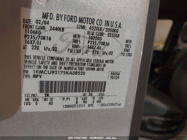 2005 FORD ESCAPE XLT VIN: 1FMCU93175KA08520