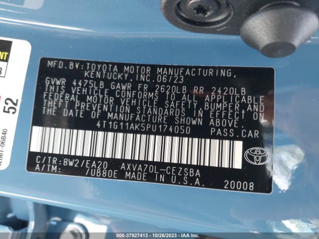 4T1G11AK5PU174050 Toyota Camry Se/se Nightshade