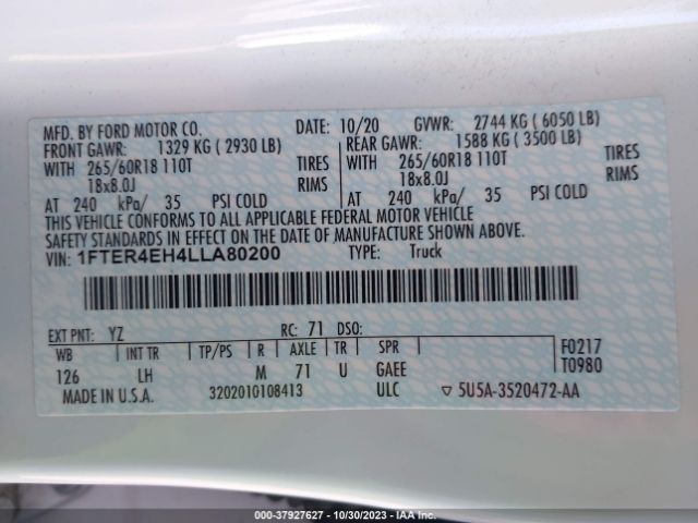 1FTER4EH4LLA80200 Ford Ranger Xlt