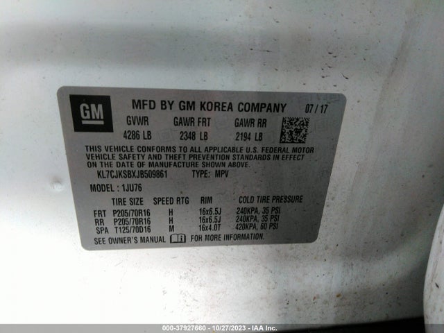 Chevrolet TRAX LS 2018 KL7CJKSBXJB509861 Image 9