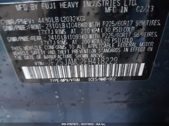 JF2SJAMC2EH418229 Subaru Forester 2.5i Touring