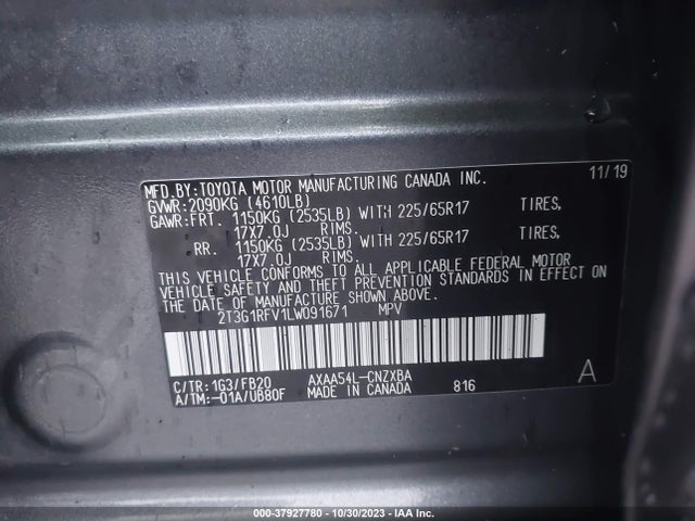 Toyota RAV4 LE 2020 2T3G1RFV1LW091671 Image 9