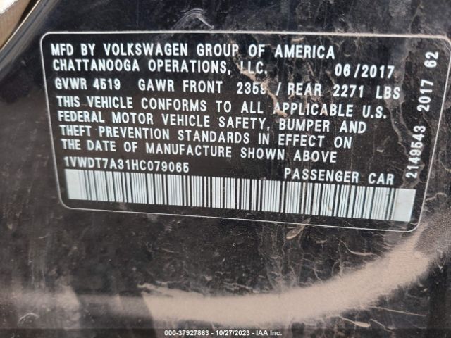 2017 VOLKSWAGEN PASSAT 1VWDT7A31HC079065 Photo 8
